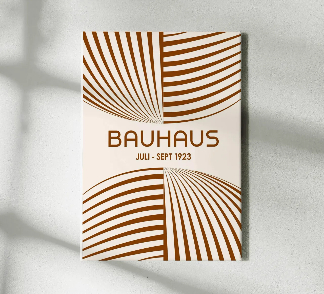 Dark Brown Bauhaus Abstract Art - Dynamic Curved Lines Poste canvas by Grungeo