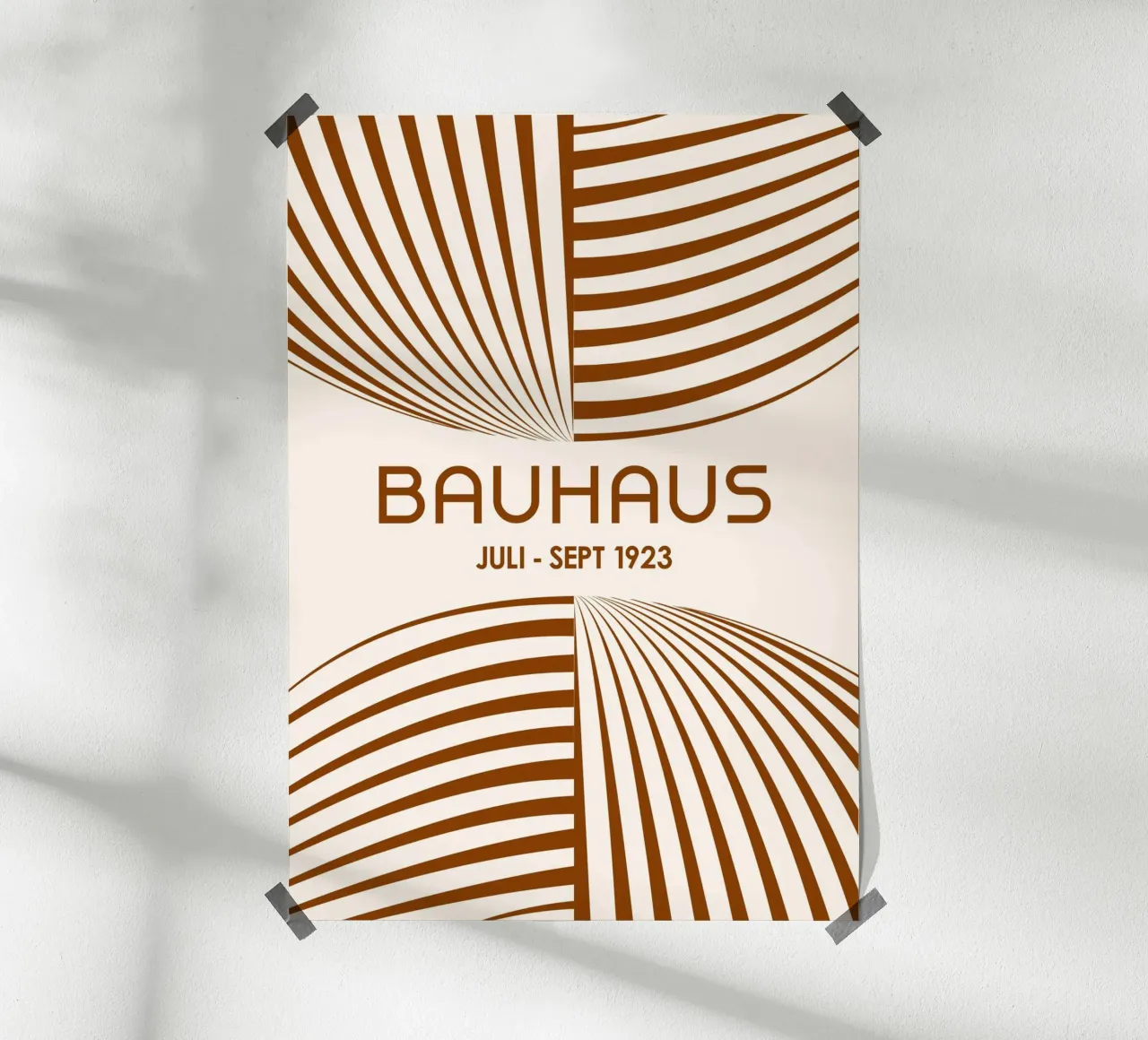 Dark Brown Bauhaus Abstract Art - Dynamic Curved Lines Poste hahnemühle by Grungeo
