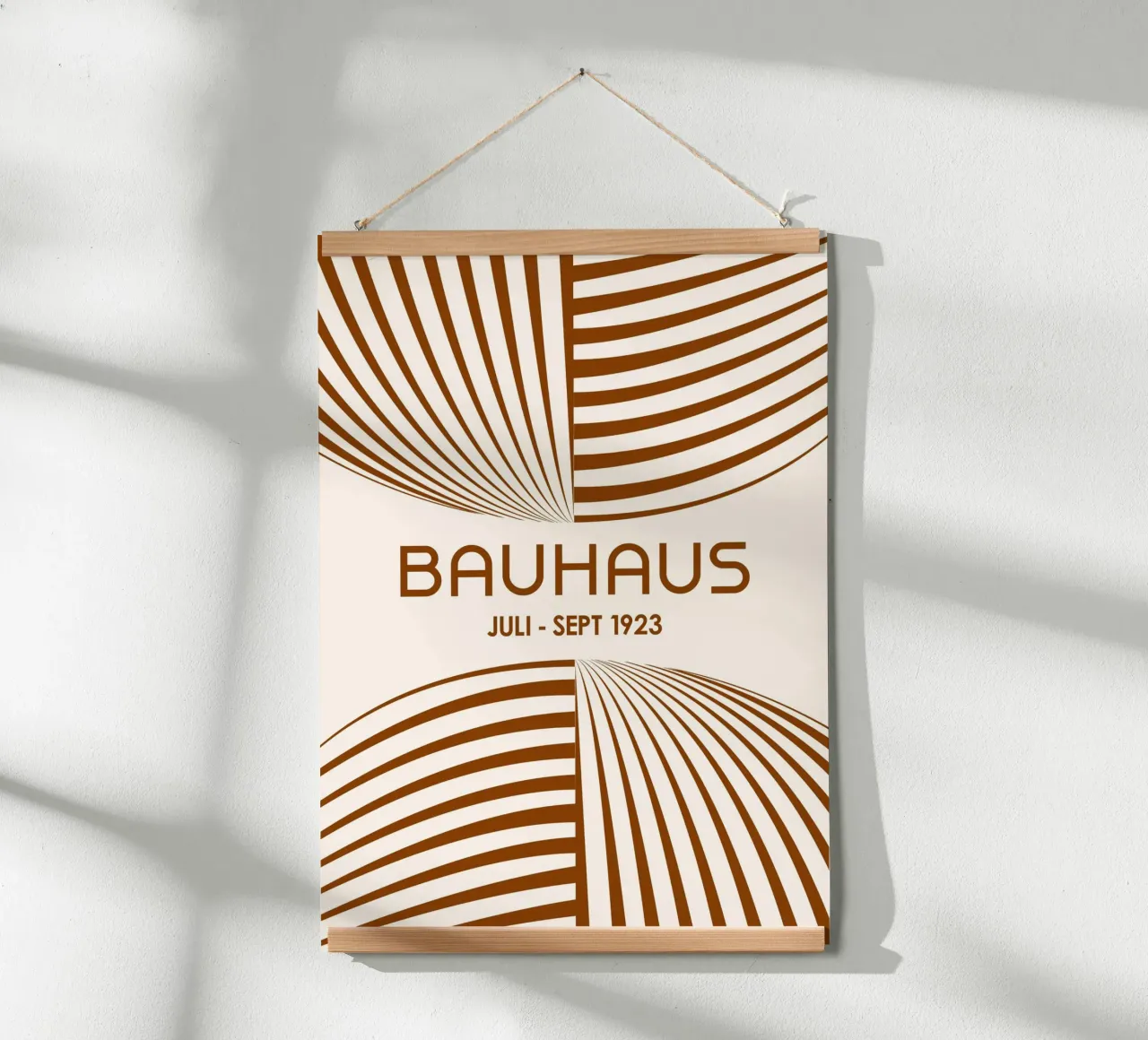 Dark Brown Bauhaus Abstract Art - Dynamic Curved Lines Poste hahnemühle by Grungeo