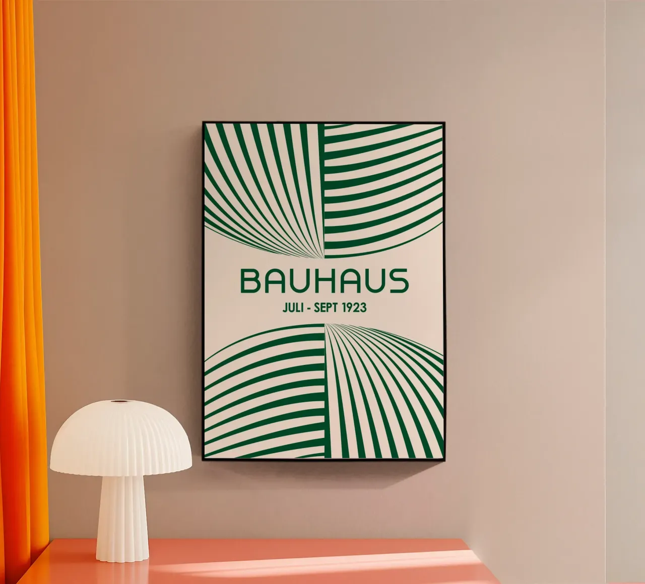 Smaragdgroen Bauhaus abstracte kunst - Dynamische gebogen lijnen Po acryl van Grungeo