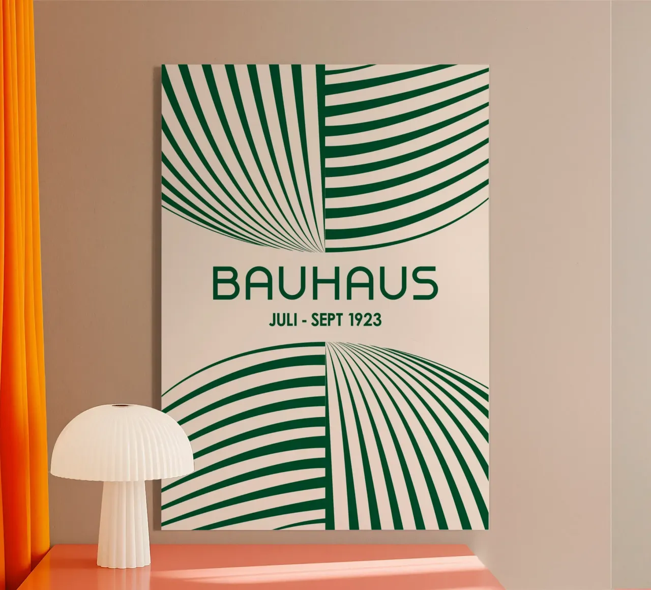 Smaragdgroen Bauhaus abstracte kunst - Dynamische gebogen lijnen Po acryl van Grungeo