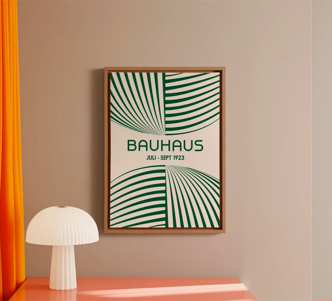Smaragdgroen Bauhaus abstracte kunst - Dynamische gebogen lijnen Po canvas van Grungeo