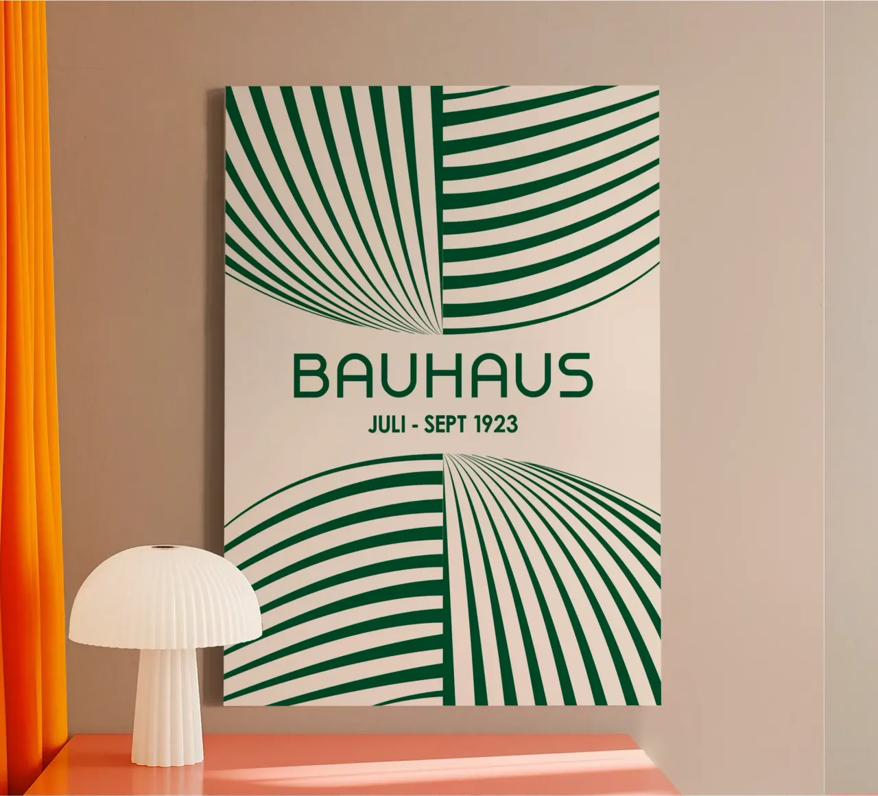 Smaragdgroen Bauhaus abstracte kunst - Dynamische gebogen lijnen Po canvas van Grungeo