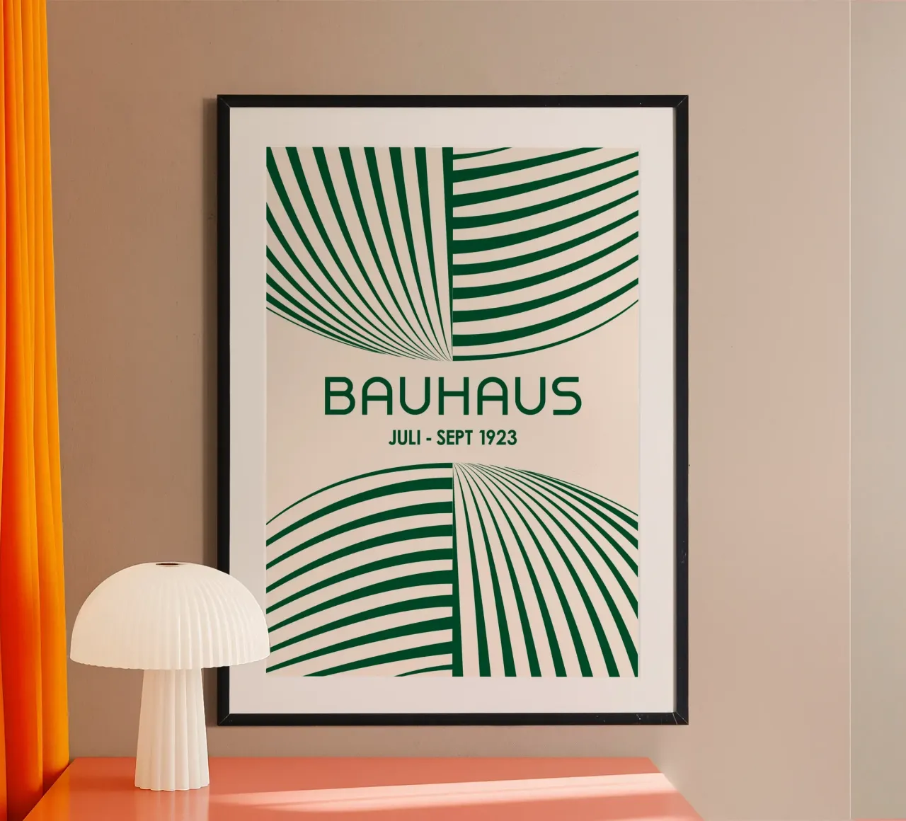 Smaragdgrüne abstrakte Bauhaus-Kunst - Dynamische geschwungene Linien Po Hahnemühle von Grungeo
