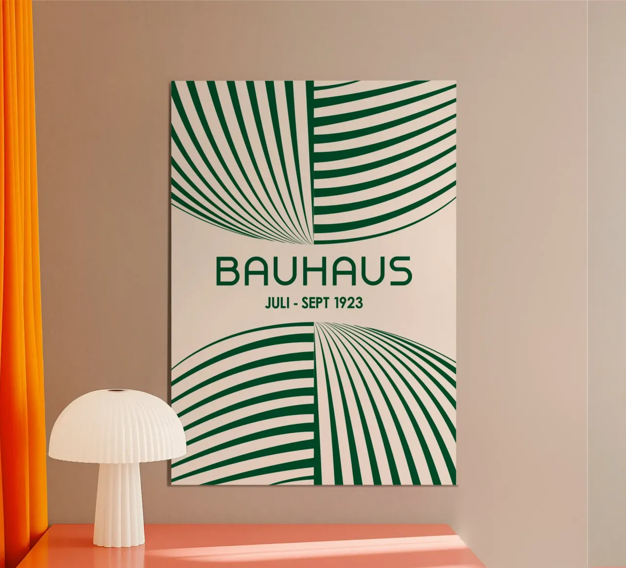 Smaragdgrüne abstrakte Bauhaus-Kunst - Dynamische geschwungene Linien Po Hahnemühle von Grungeo