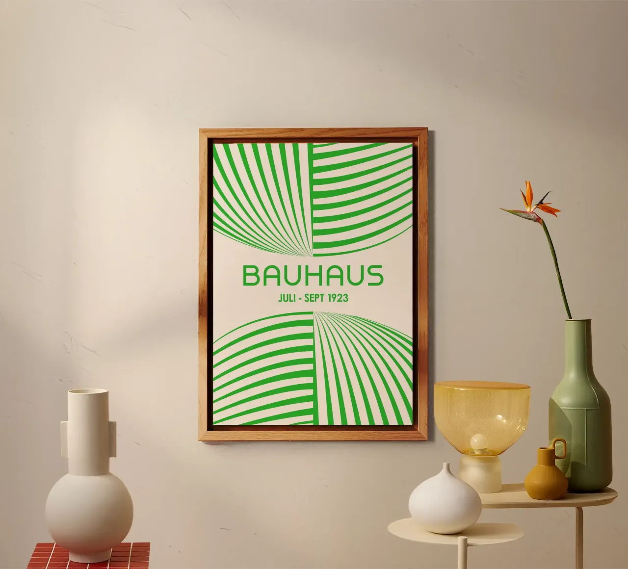 Kelly Green Bauhaus Abstract Art - Linee curve dinamiche Post alluminio dibond da Grungeo