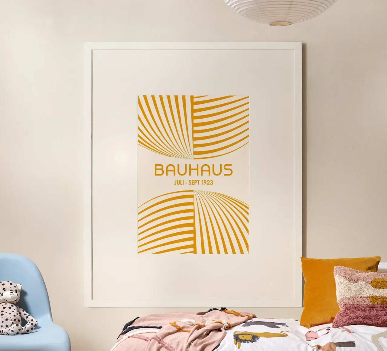 Golden Yellow Bauhaus Abstract Art - Dynamic Curved Lines Po hahnemühle by Grungeo