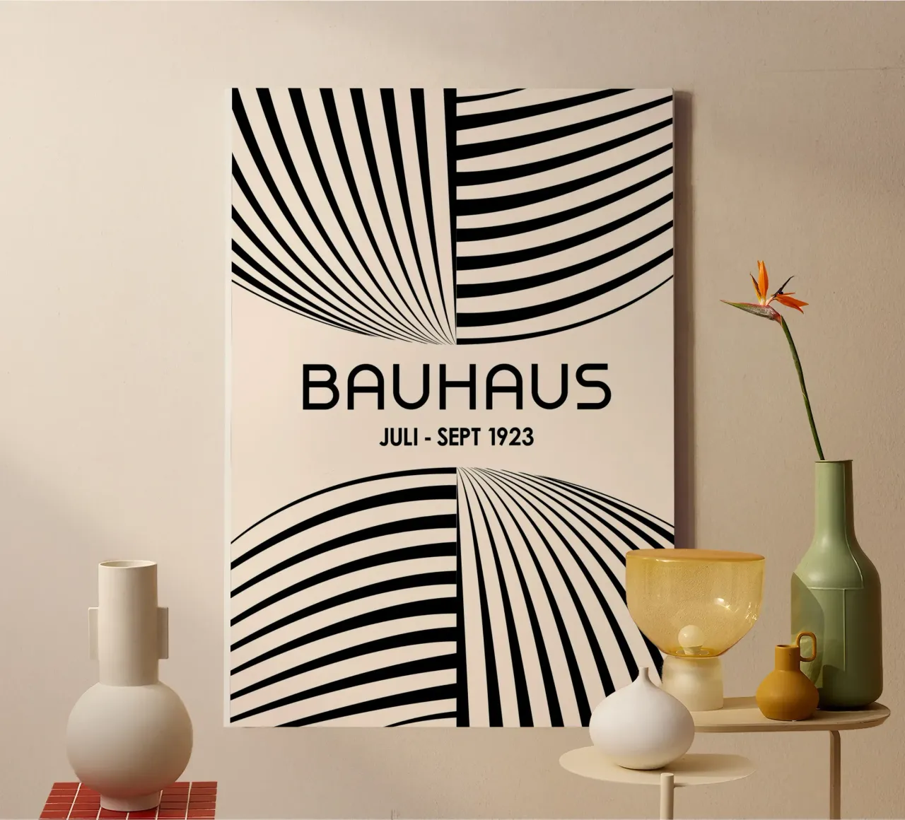 Black & White Bauhaus Abstract Art - Dynamic Curved Lines Po canvas by Grungeo