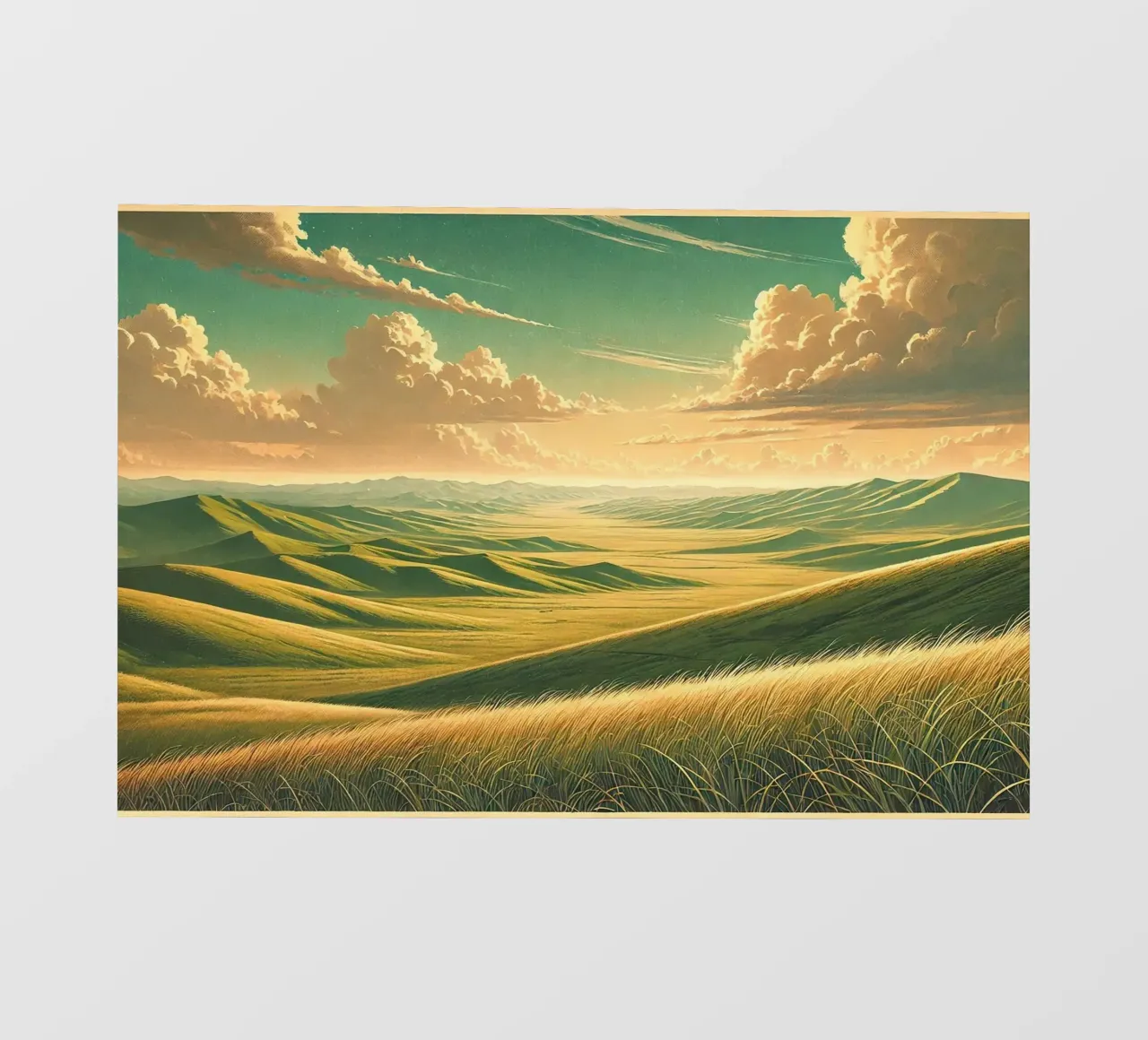 Poster d'epoca Mongolia, steppe infinite telo in pvc da Wanderlust Vibes