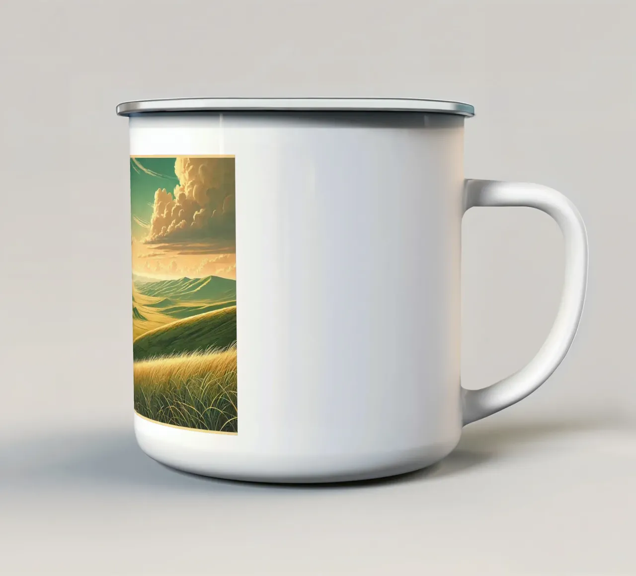Poster d'epoca Mongolia, steppe infinite tazza in smalto da Wanderlust Vibes