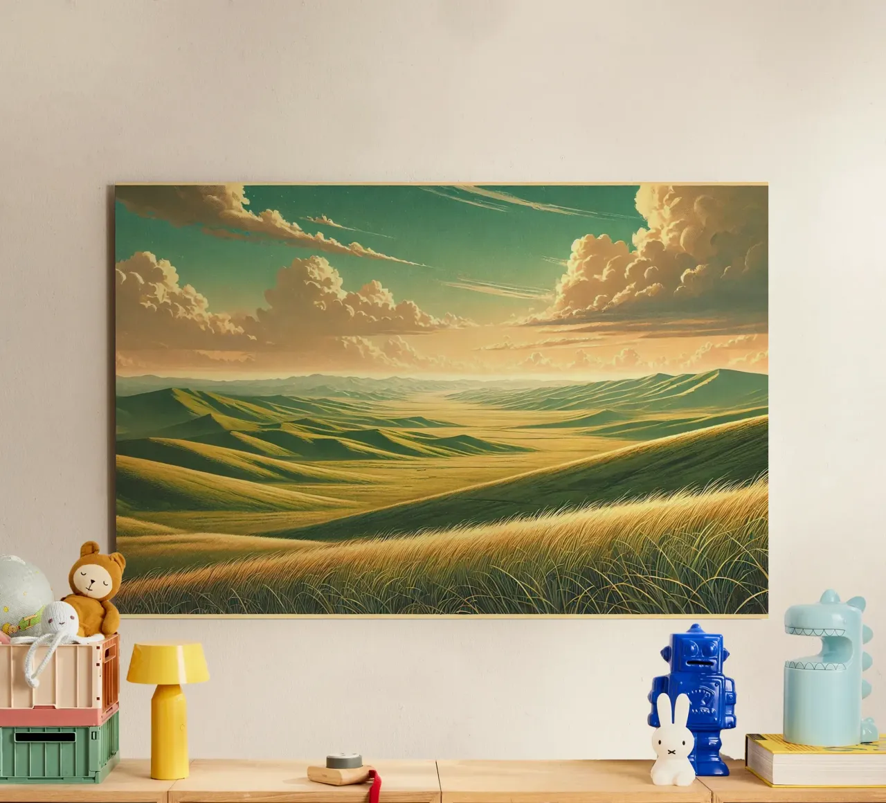 Poster d'epoca Mongolia, steppe infinite alluminio dibond da Wanderlust Vibes