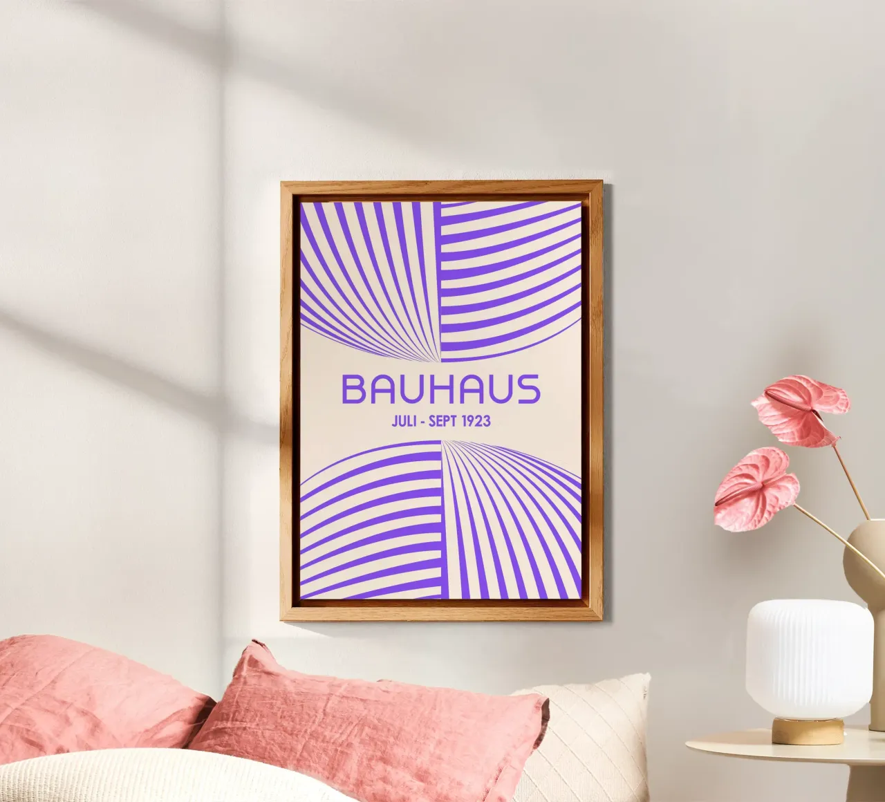 Arte astratta Bauhaus viola lilla - Linee curve dinamiche Pos alluminio dibond da Grungeo