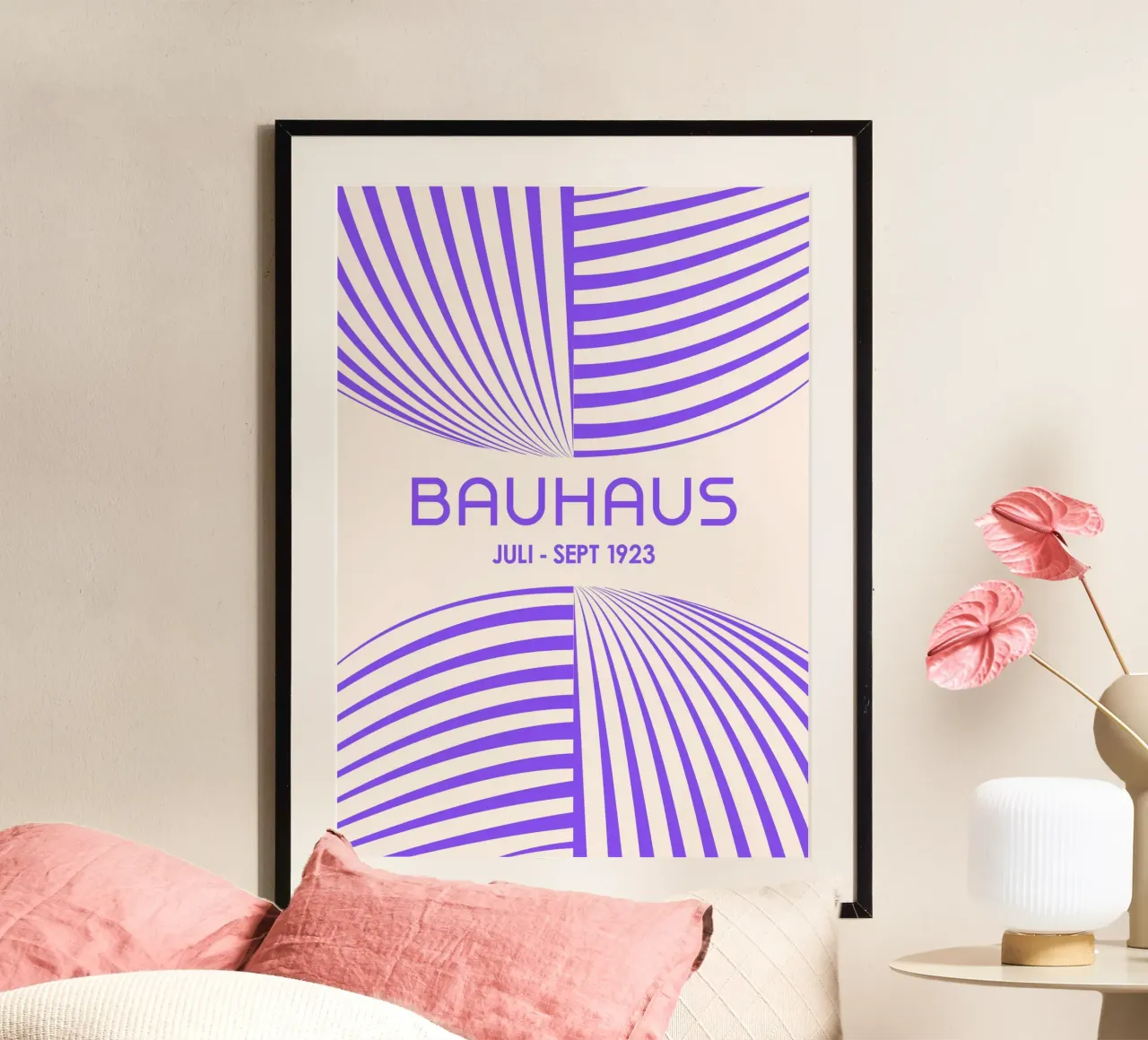 Arte astratta Bauhaus viola lilla - Linee curve dinamiche Pos carta hahnemühle da Grungeo