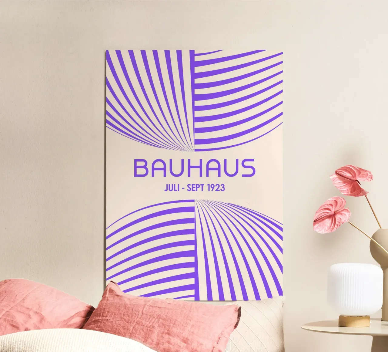 Arte astratta Bauhaus viola lilla - Linee curve dinamiche Pos carta hahnemühle da Grungeo