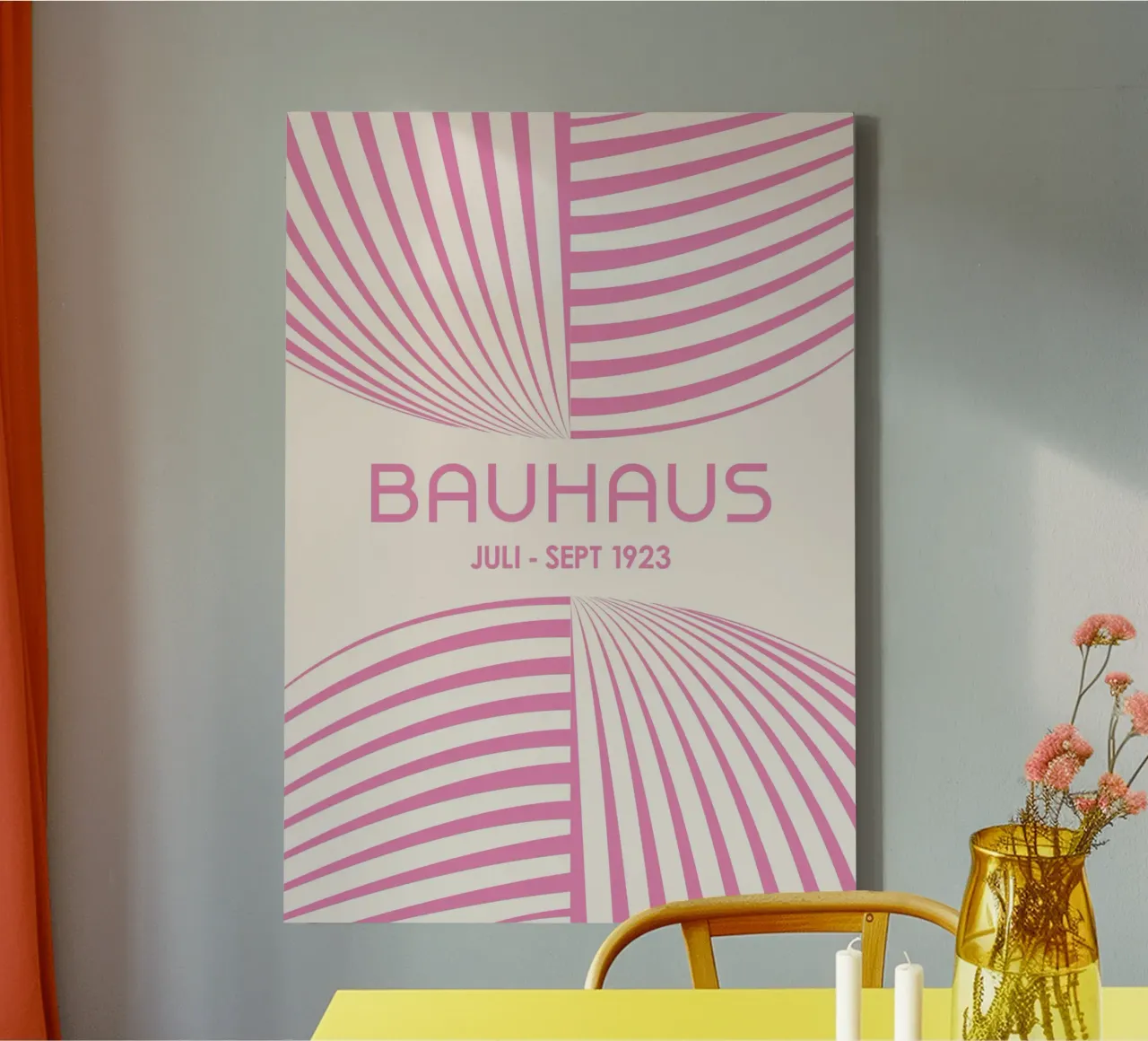 Pastel Pink Bauhaus Abstract Art - Dynamic Curved Lines Post canvas by Grungeo
