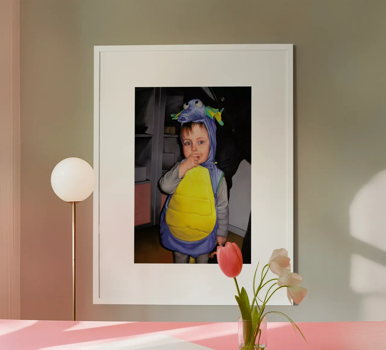 Halloween Dino poster con telaio in legno da Jérôme Romain