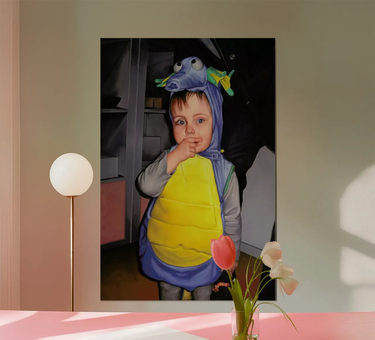 Halloween Dino poster con telaio in legno da Jérôme Romain