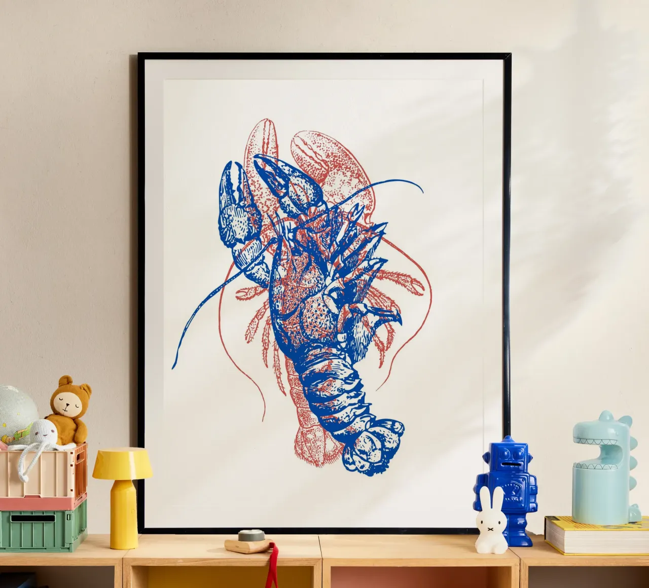 red and blue lobsters poster da LisaArtes