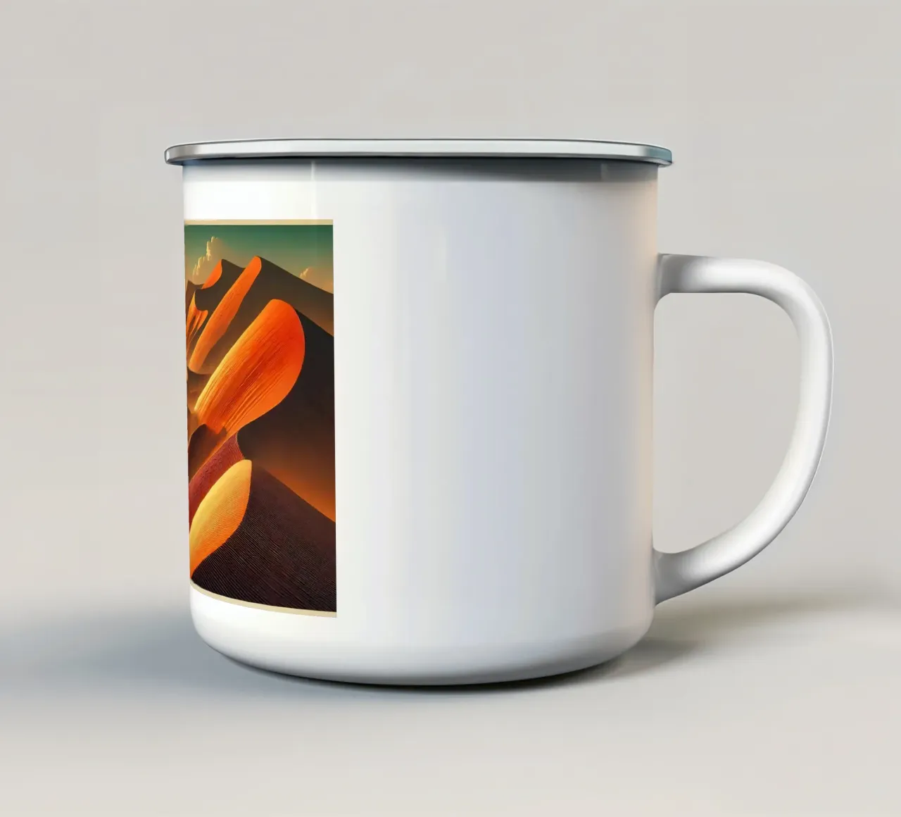 Poster d'epoca della Namibia, dune di Sossusvlei tazza in smalto da Wanderlust Vibes