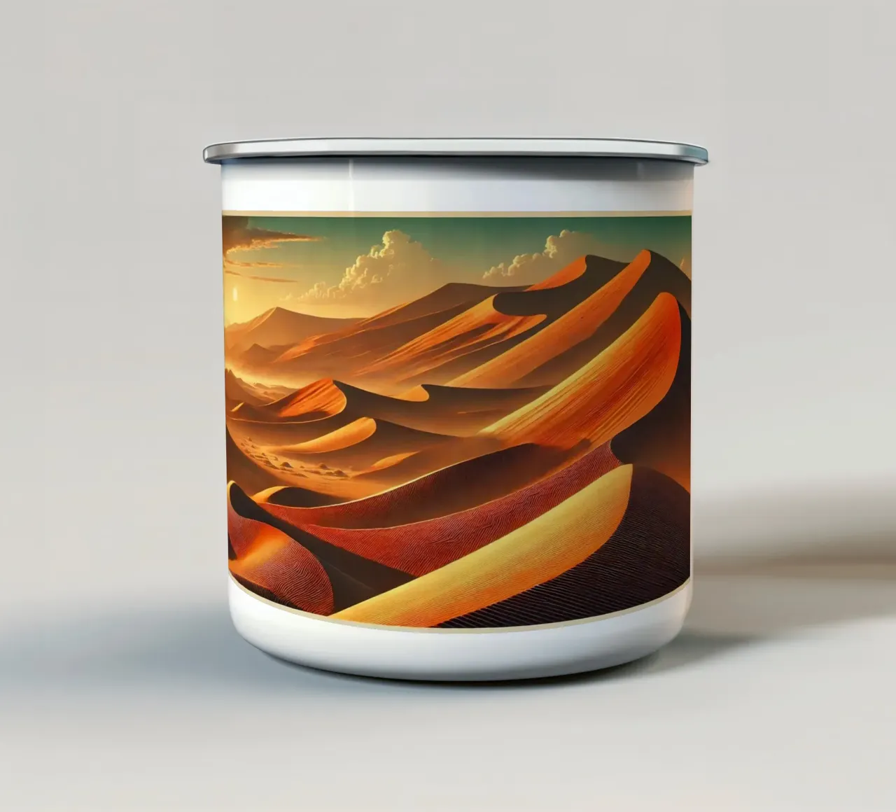 Poster d'epoca della Namibia, dune di Sossusvlei tazza in smalto da Wanderlust Vibes