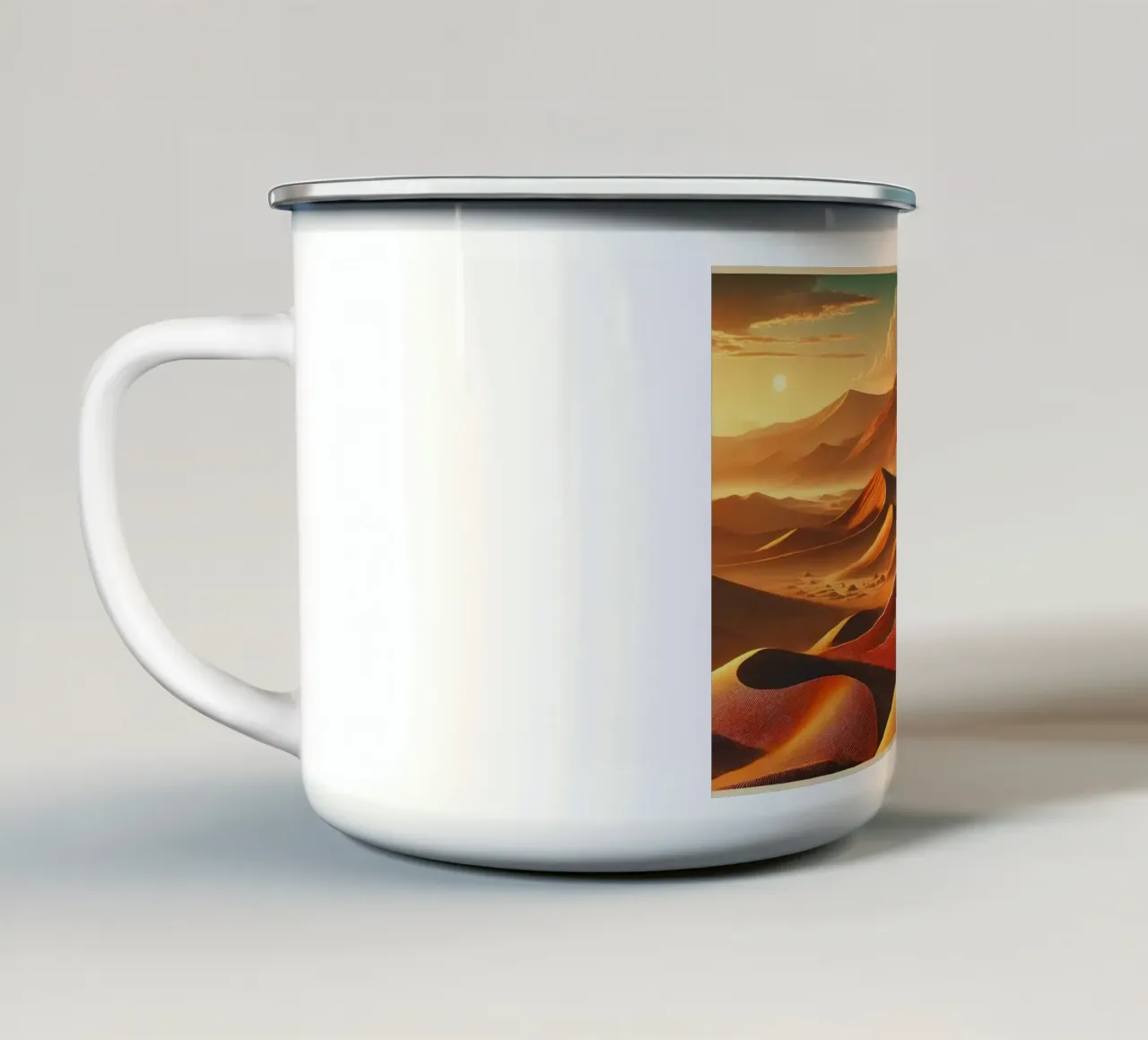 Poster d'epoca della Namibia, dune di Sossusvlei tazza in smalto da Wanderlust Vibes