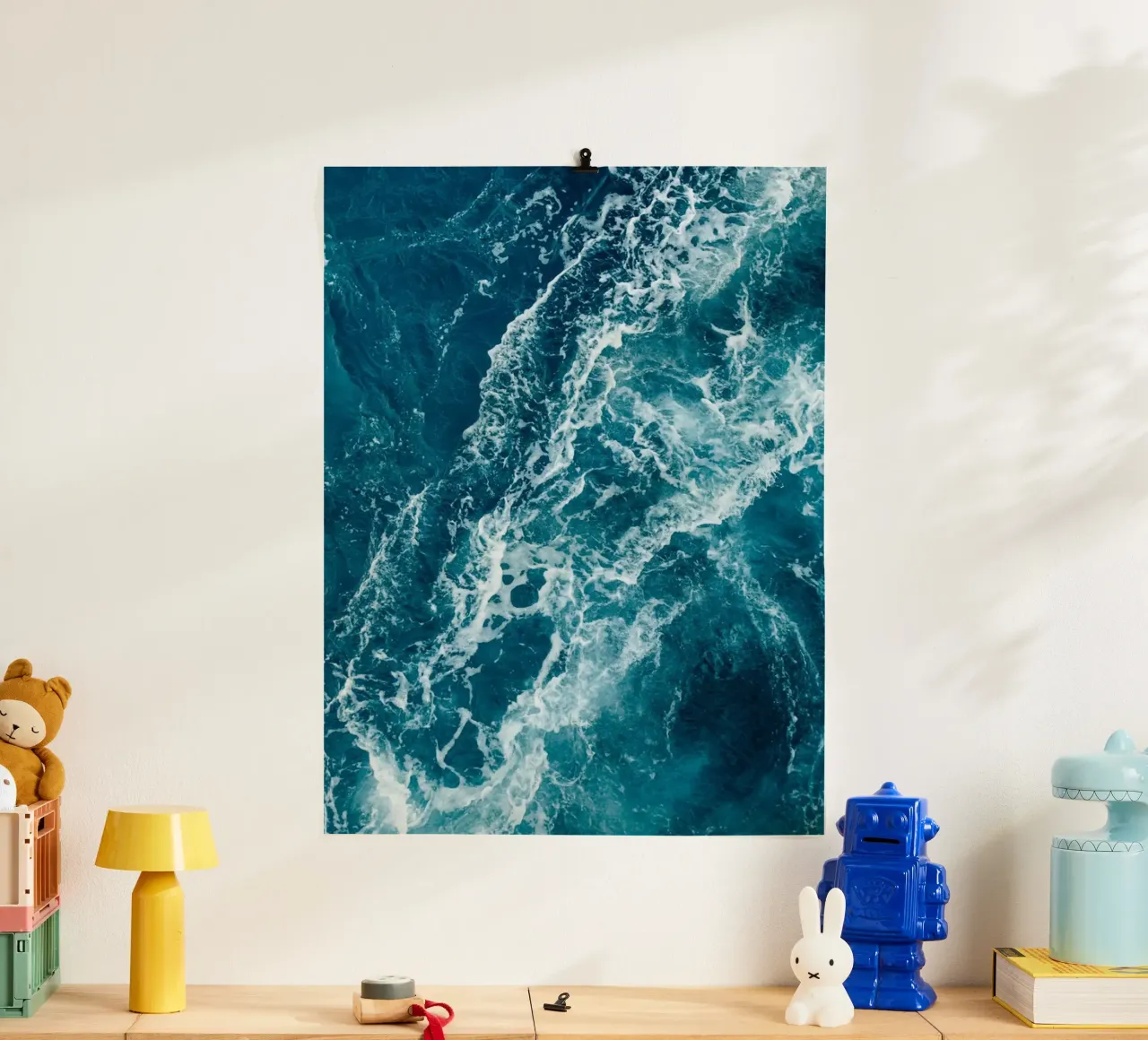 Ocean waves poster with aluminum frame by susea