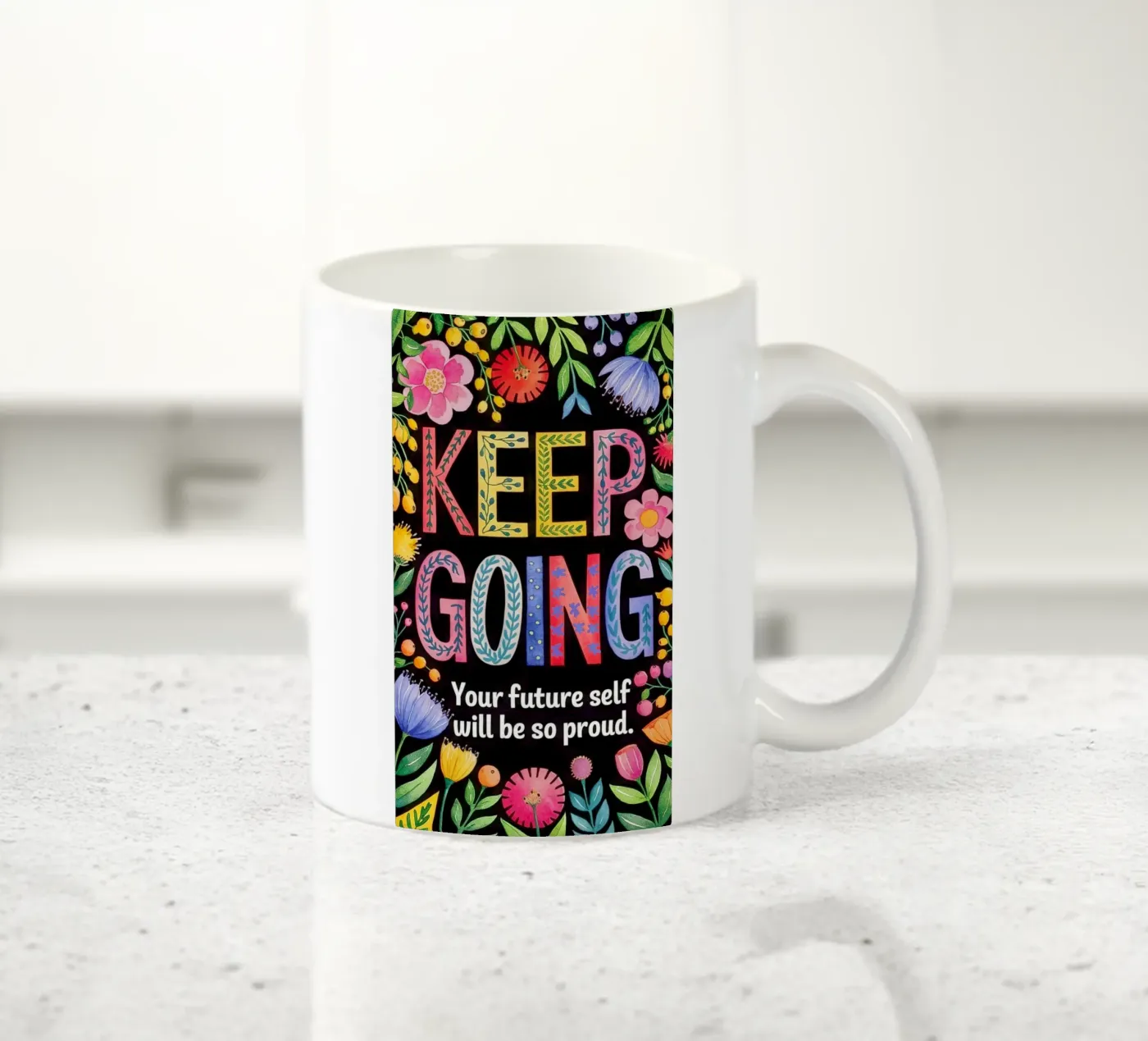 WEITER GEHEN Keramik Tasse von 20 Farben