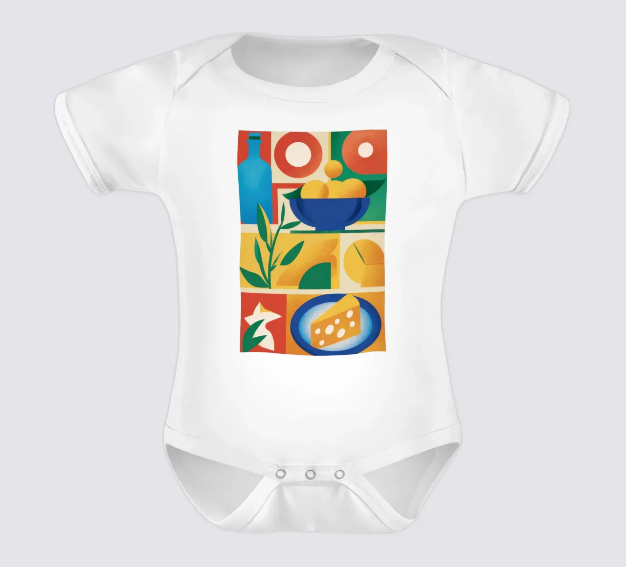 Geometrisches Zitrus-Stillleben Kurzarm Babybody von Sun Riser