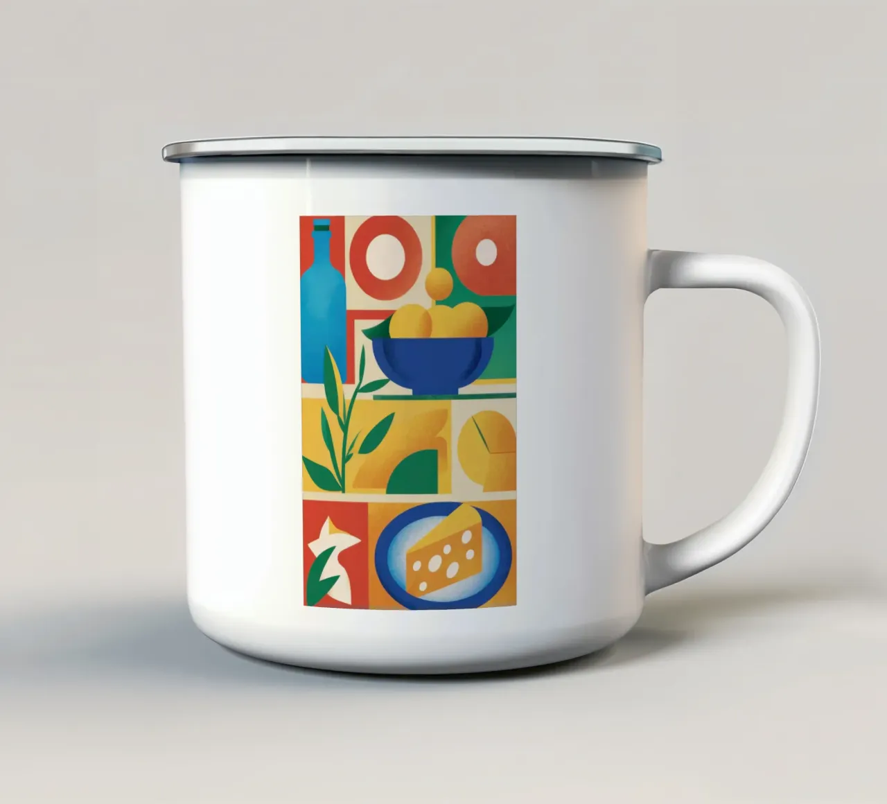 Geometrisch Citrus Stilleven emaille mok van Sun Riser