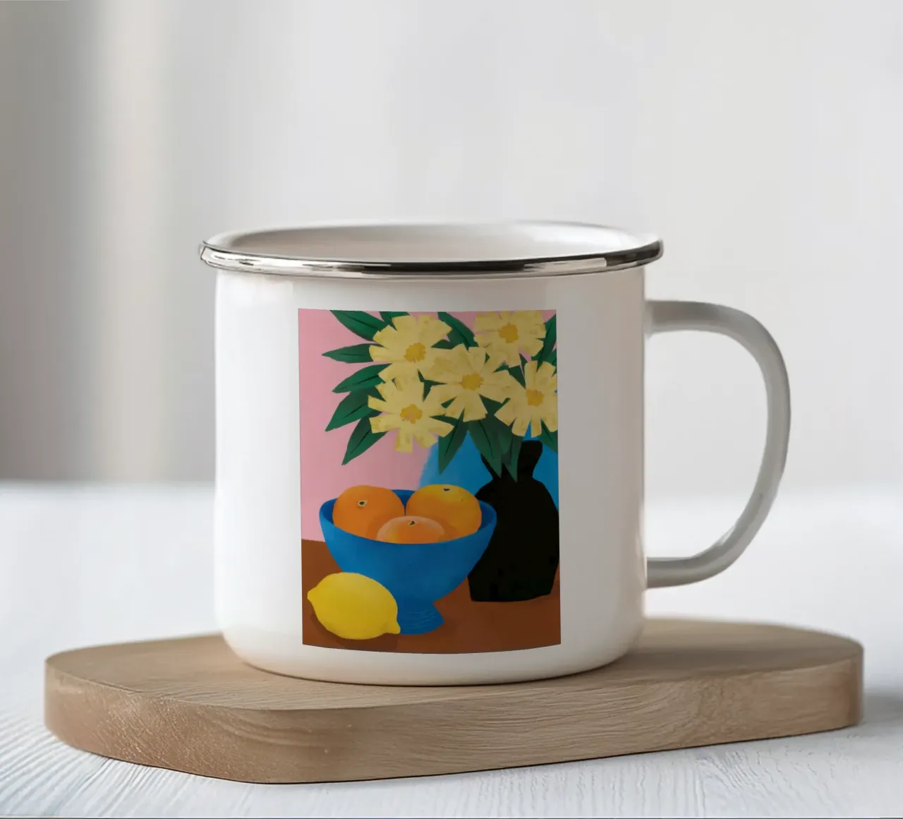 Azuur Citrus Serenity emaille mok van Sun Riser