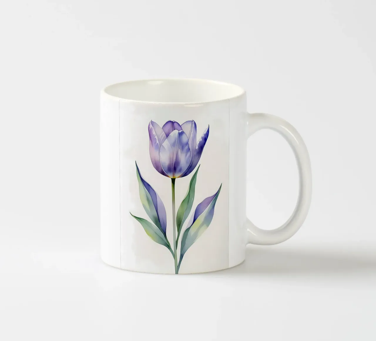Pittura ad acquerello di tulipani viola tazza in ceramica da Bloom And Brush
