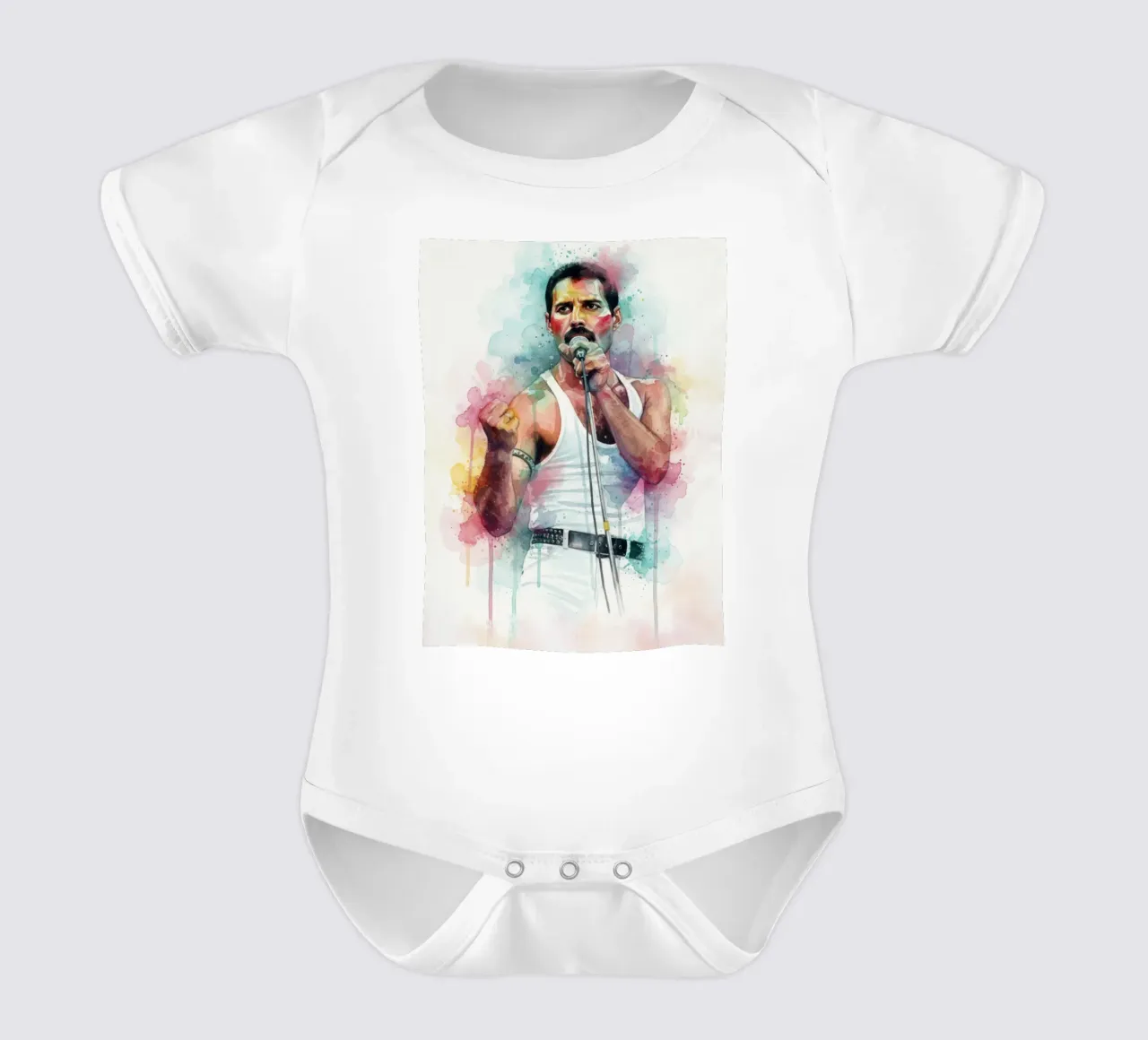 Freddie Mercury abstracte kleurrijke kunst babyrompertje korte mouwen van Kalis