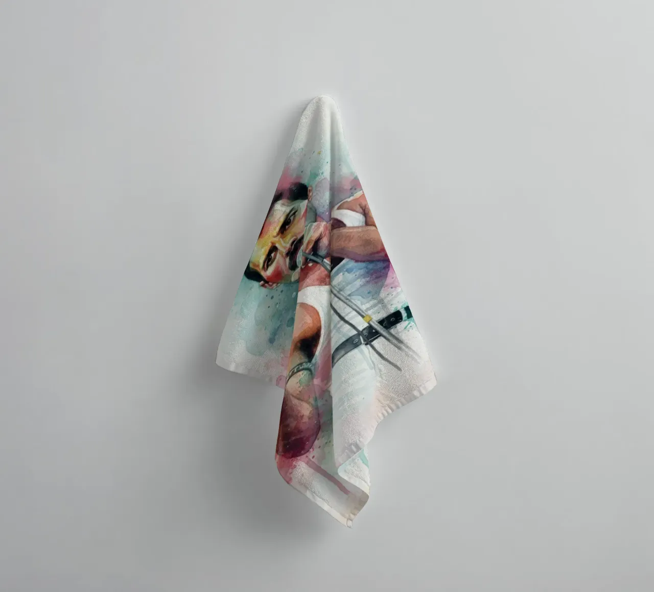 Freddie Mercury abstracte kleurrijke kunst badhanddoek van Kalis