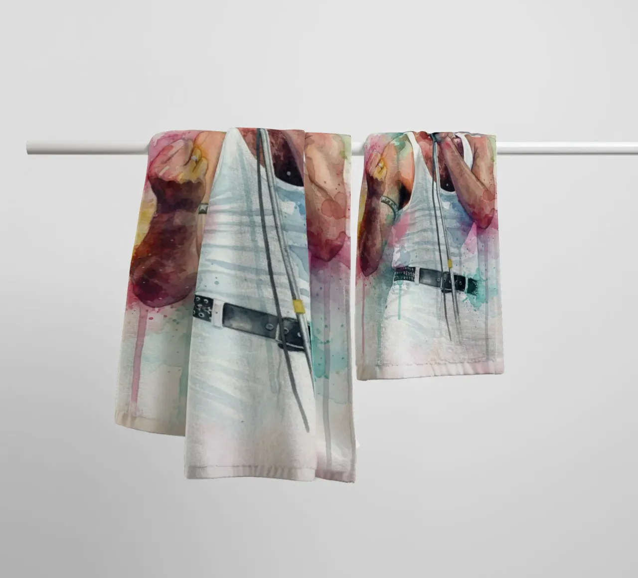 Freddie Mercury abstracte kleurrijke kunst badhanddoek van Kalis