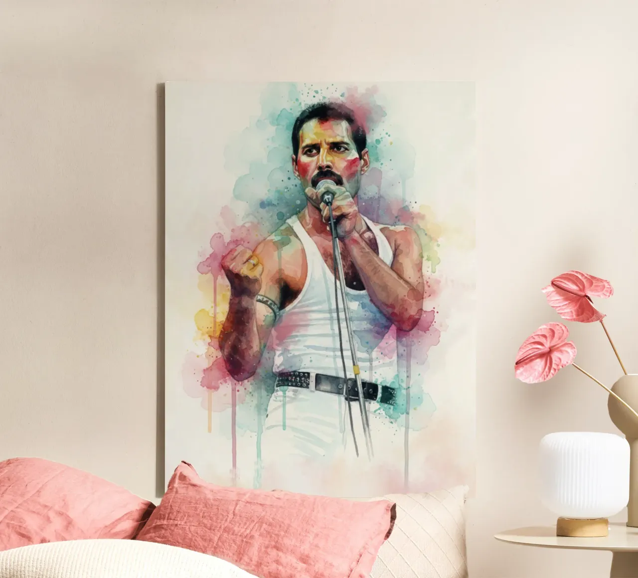 Freddie Mercury abstracte kleurrijke kunst canvas van Kalis
