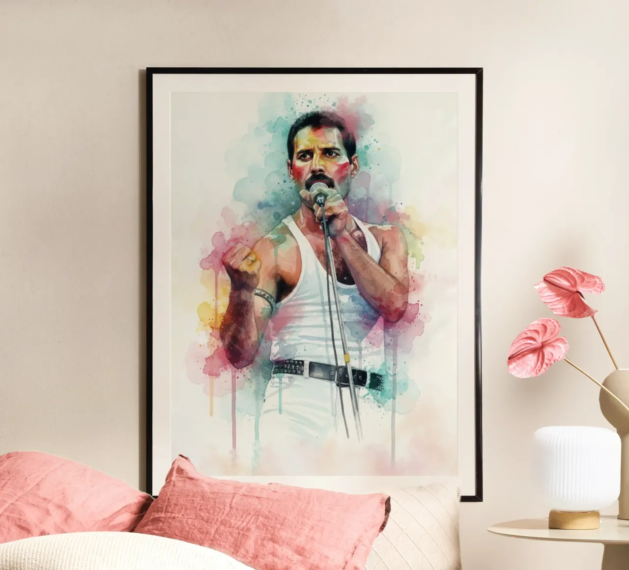 Freddie Mercury abstracte kleurrijke kunst hahnemühle van Kalis