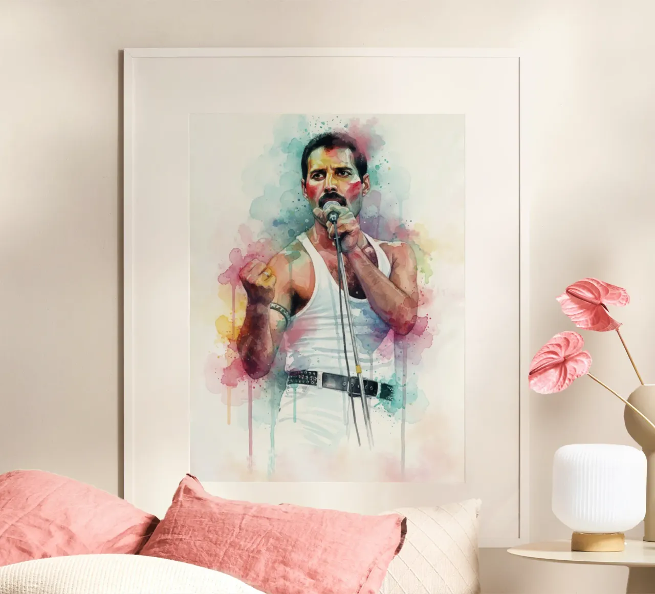 Freddie Mercury abstracte kleurrijke kunst hahnemühle van Kalis