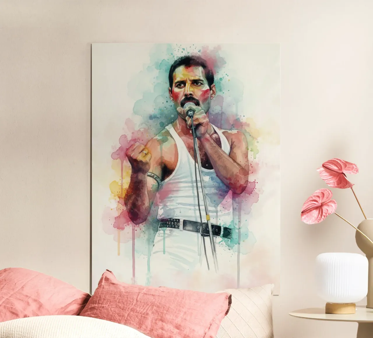 Freddie Mercury abstracte kleurrijke kunst hahnemühle van Kalis