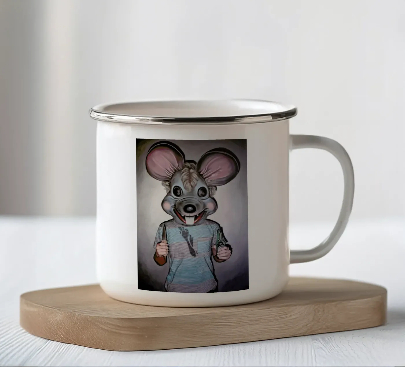 Présentation enamel mug by Jérôme Romain