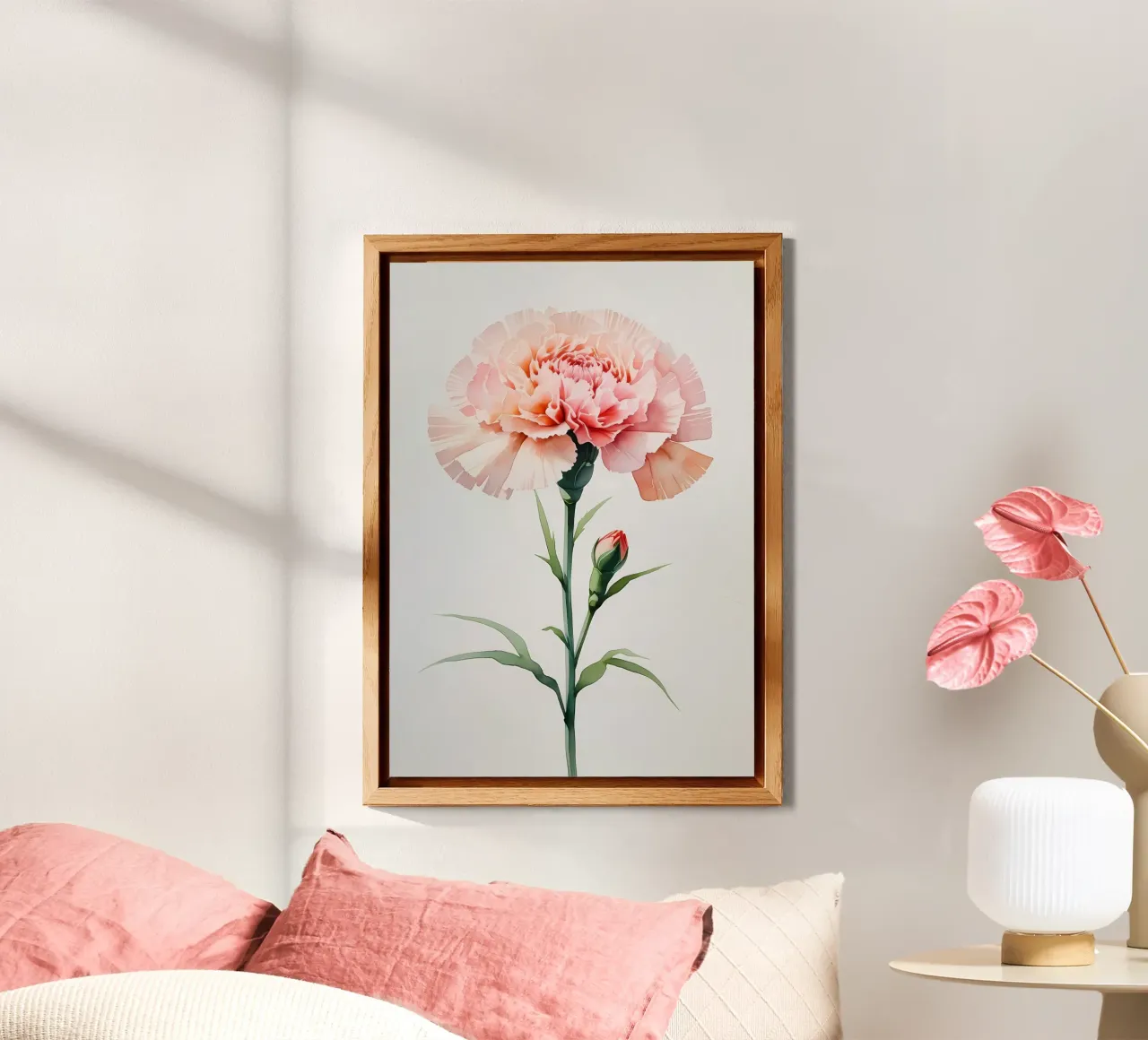 Garofano rosa Pittura ad acquerello alluminio dibond da Bloom And Brush