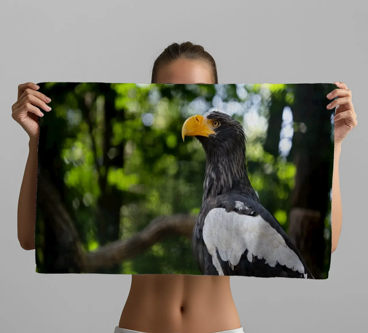 Close-up of an eagle in nature towel by DiveDuke