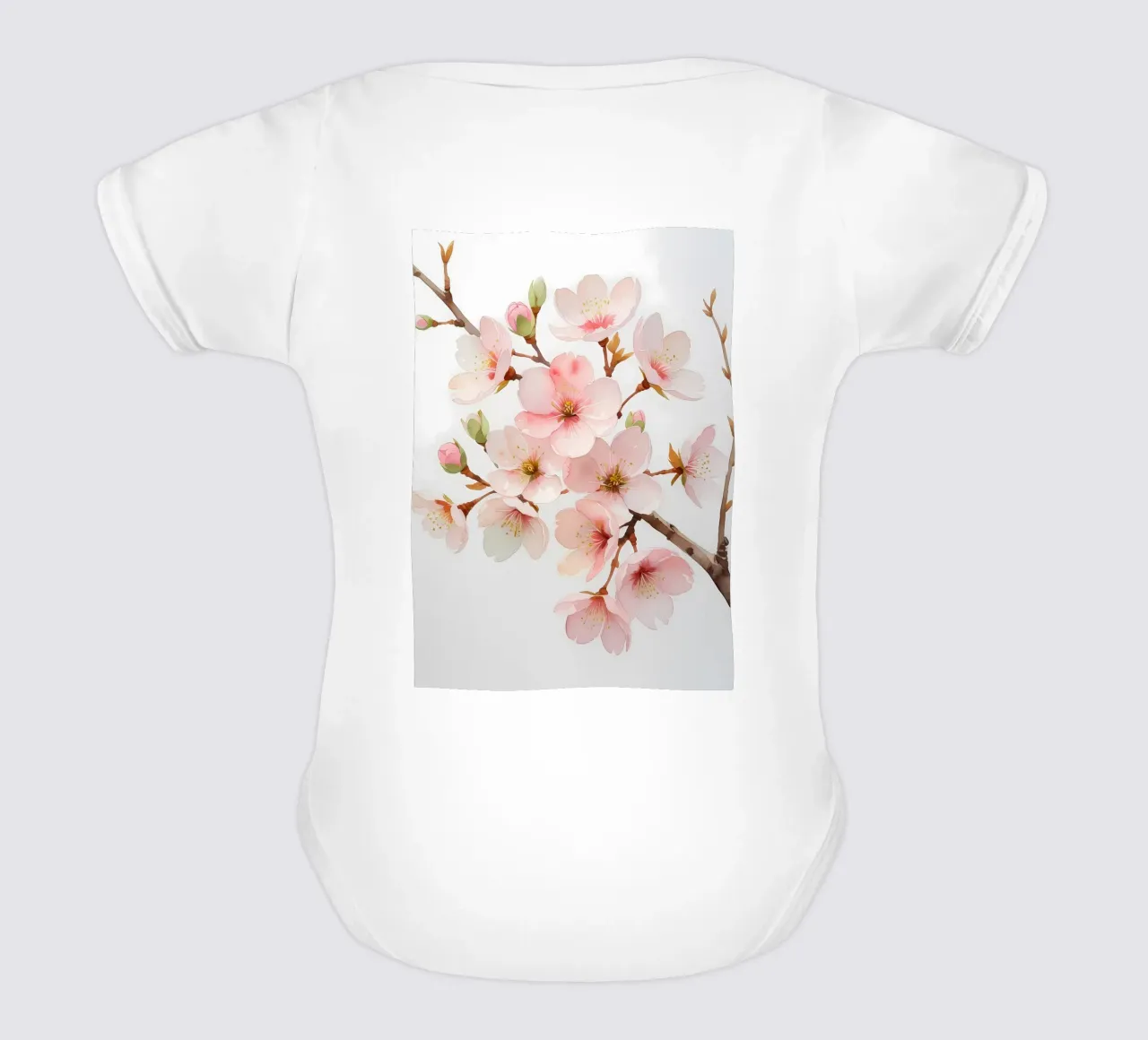 Acquerello sui fiori di ciliegio body neonato maniche corte da Bloom And Brush