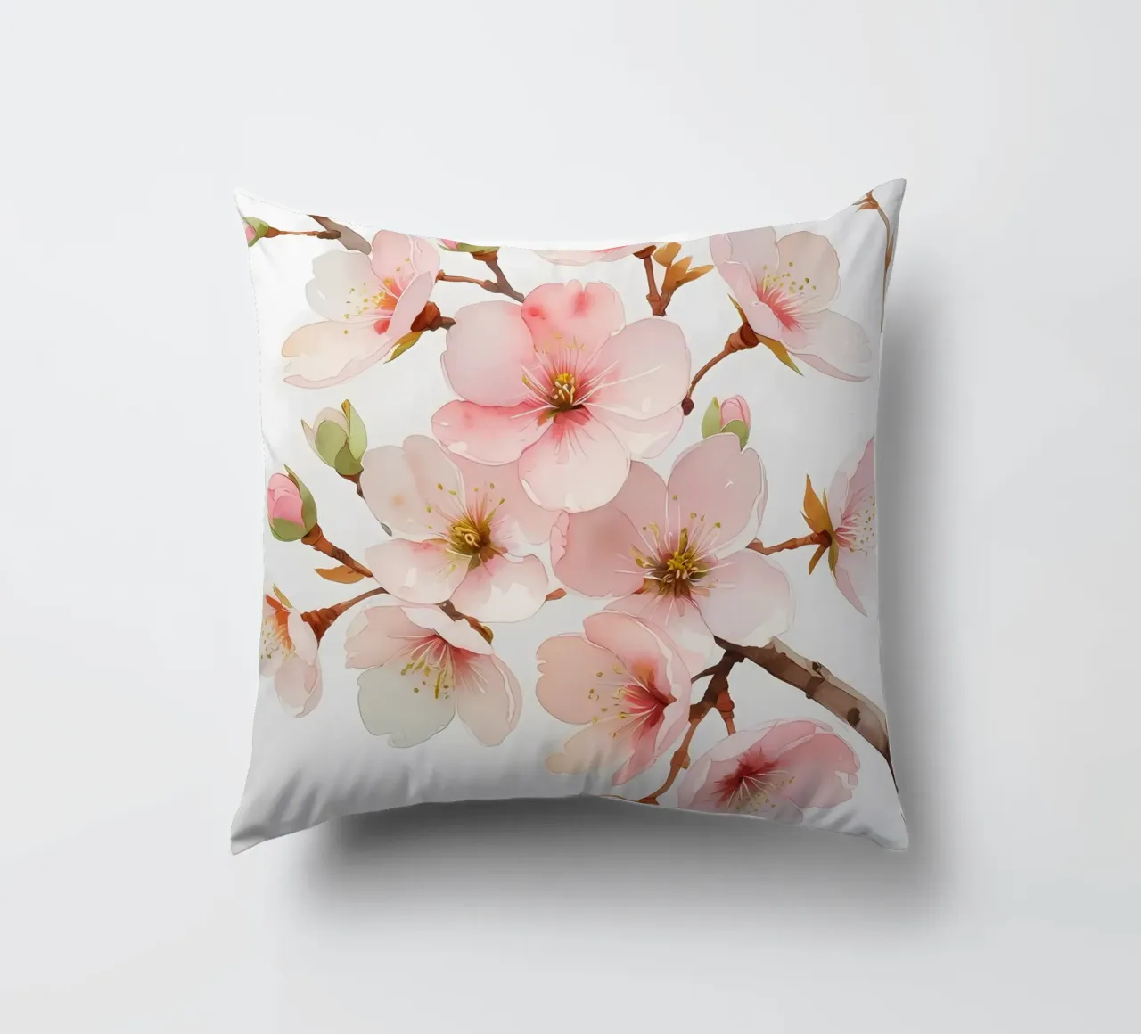 Acquerello sui fiori di ciliegio cuscino da Bloom And Brush