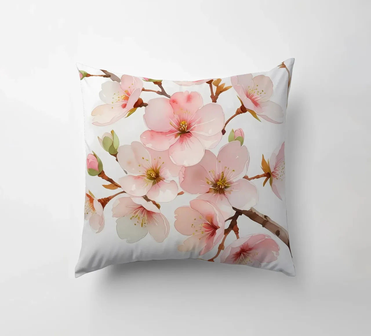 Acquerello sui fiori di ciliegio cuscino da Bloom And Brush