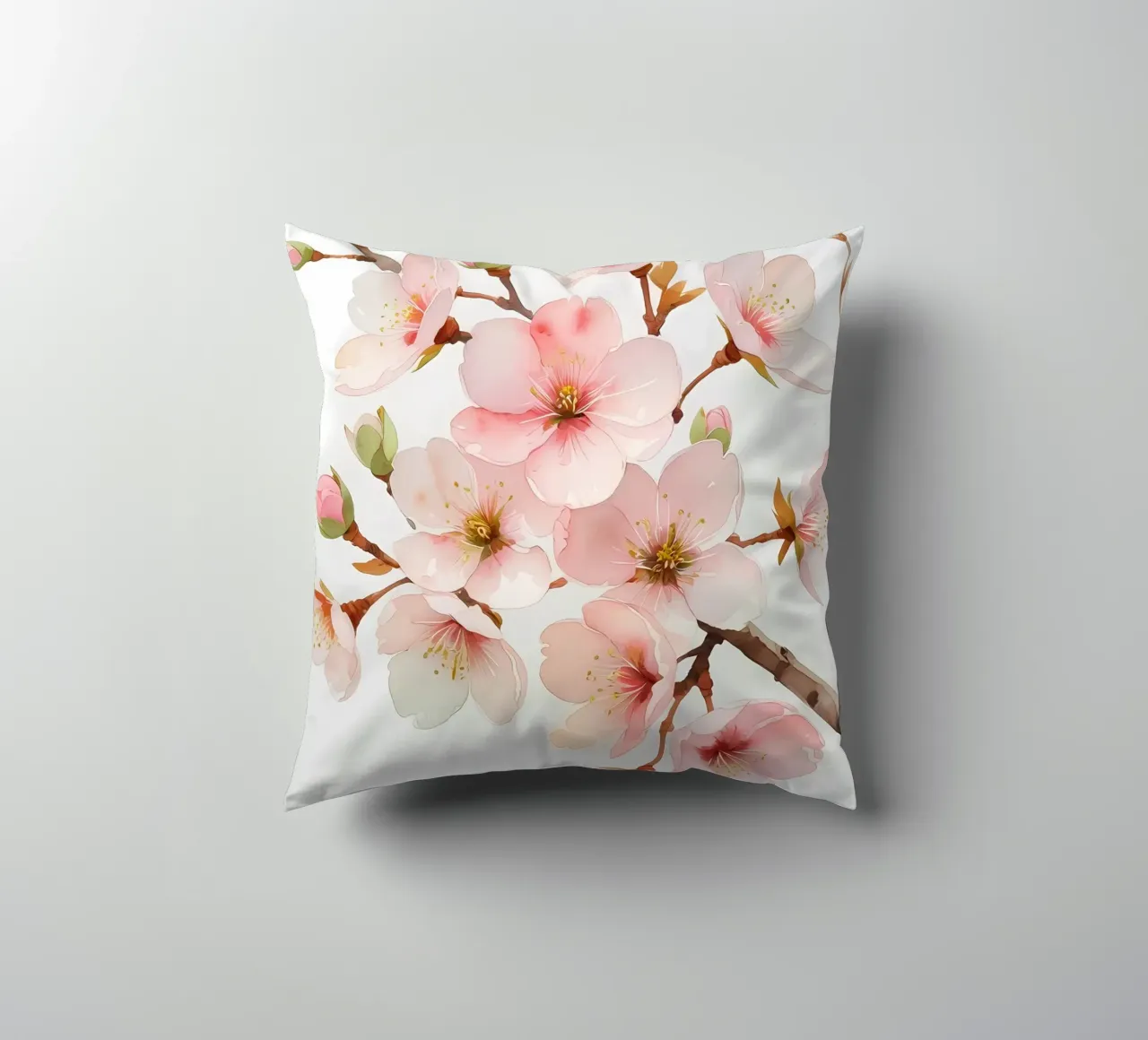Acquerello sui fiori di ciliegio cuscino da Bloom And Brush