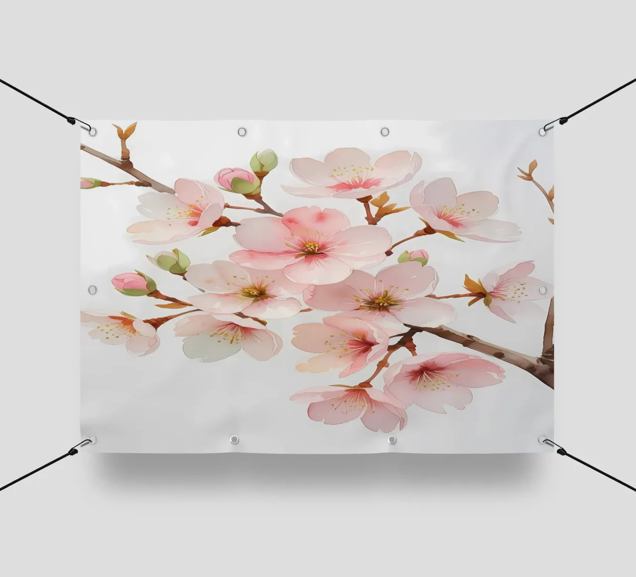 Acquerello sui fiori di ciliegio telo in pvc da Bloom And Brush