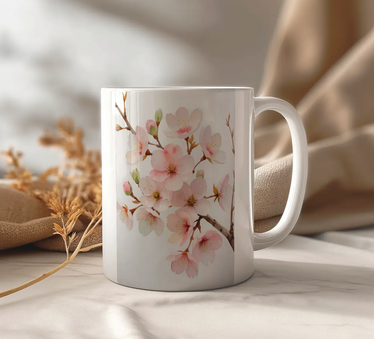 Acquerello sui fiori di ciliegio tazza in ceramica da Bloom And Brush
