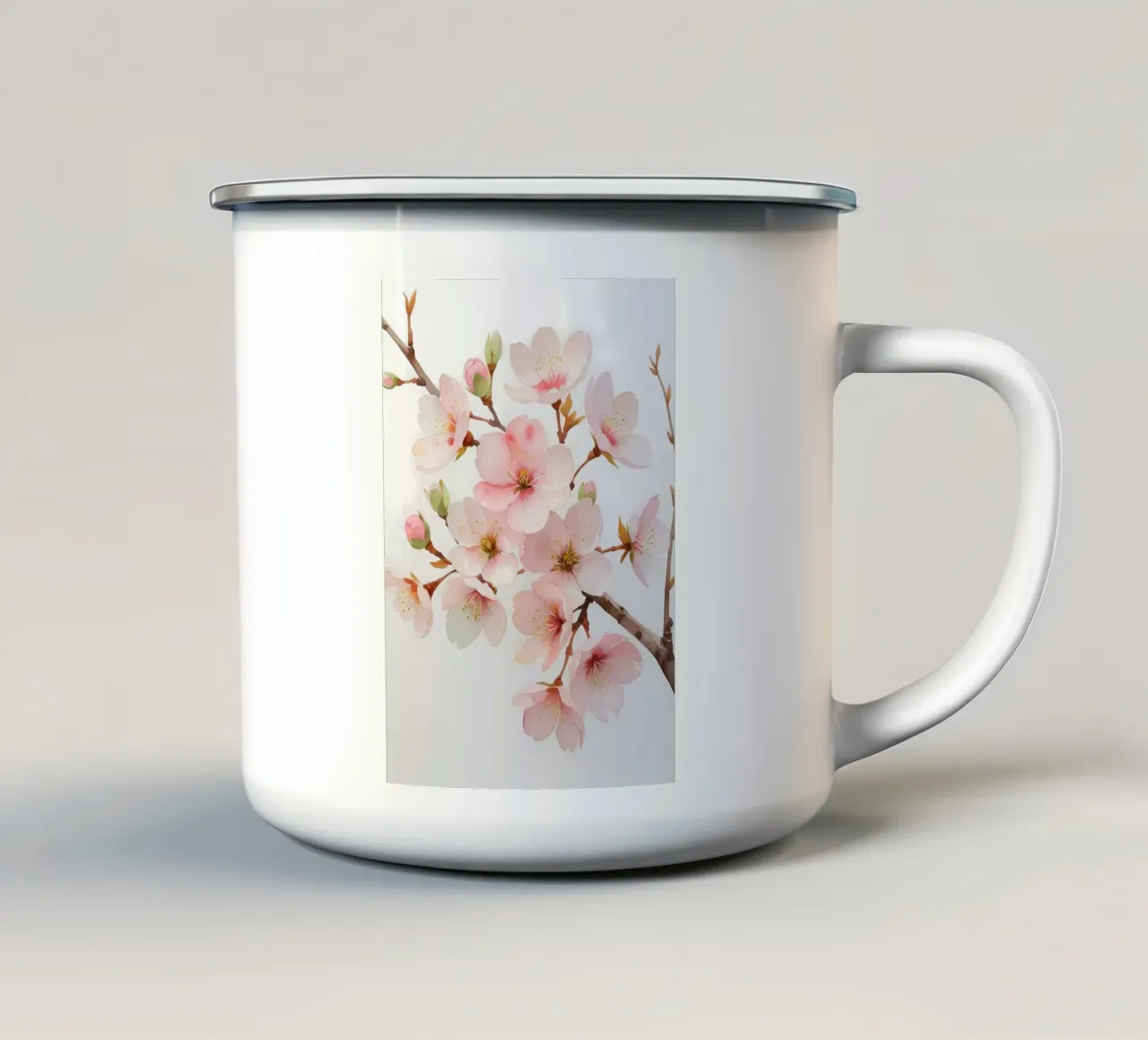 Acquerello sui fiori di ciliegio tazza in smalto da Bloom And Brush