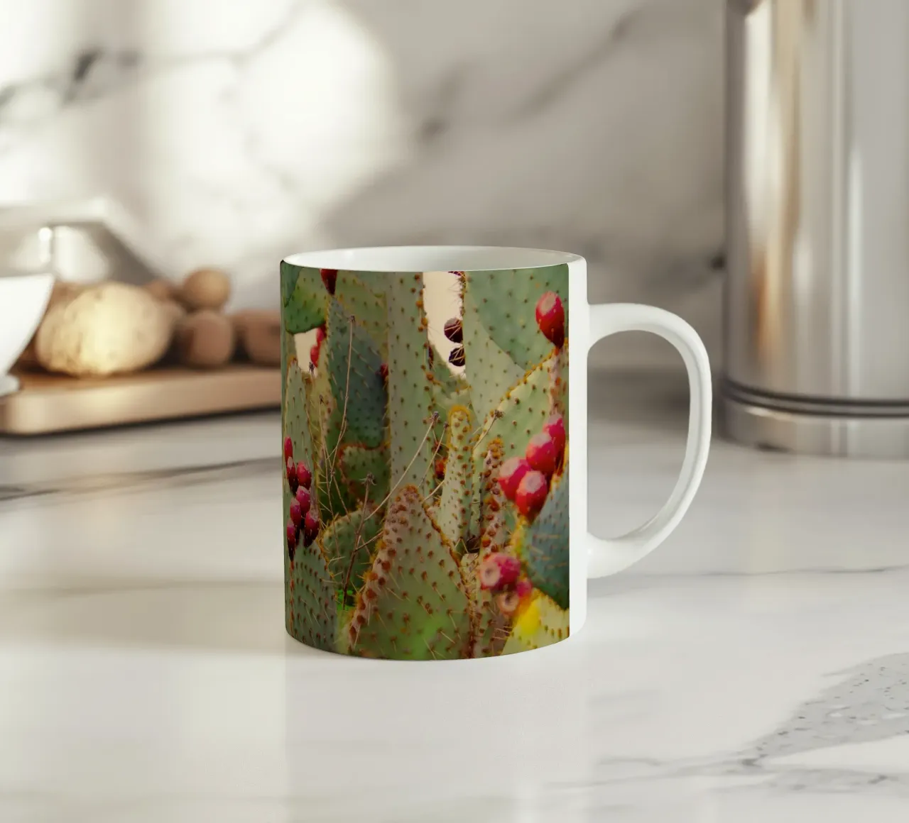 Cactus with prickly pears tazza in ceramica da Fjöllart