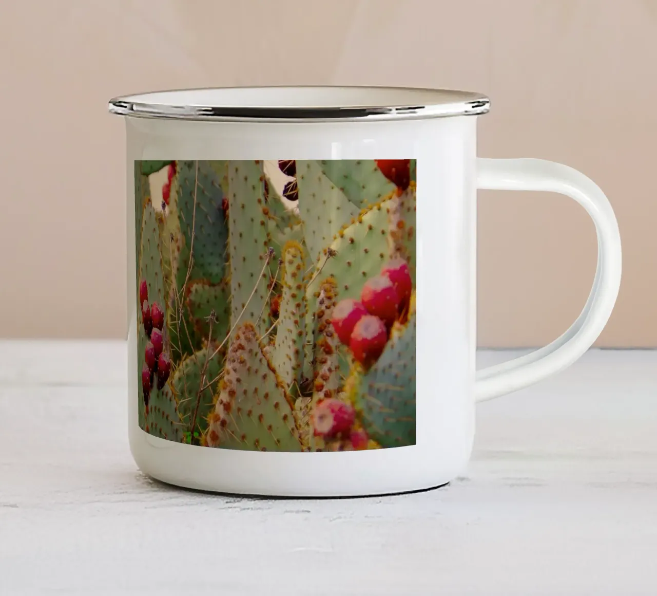 Cactus with prickly pears tazza in smalto da Fjöllart